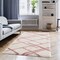 LBaiet 8' x 10' Pink and White Diamond Rectangular Shag Area Throw Rug